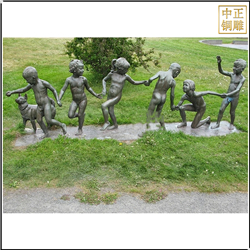 現代小孩公園玩耍人物銅雕塑