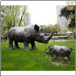 犀牛媽媽和小犀牛銅雕塑鑄造廠
